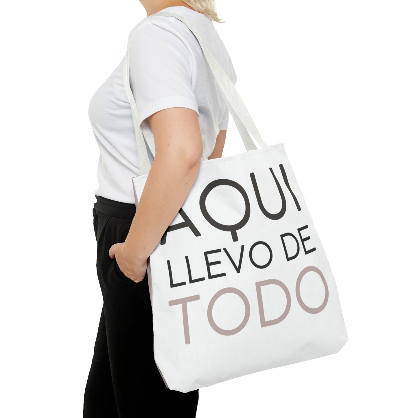Tote bag en marrón "Aquí llevo de todo"