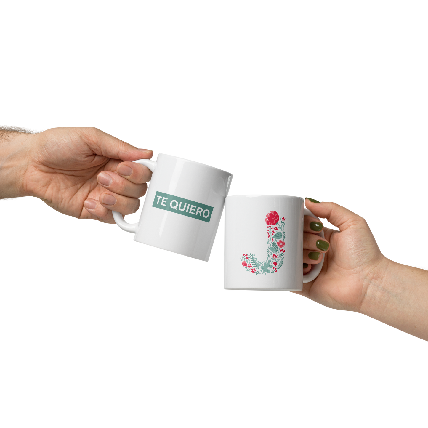 Taza "Letra flores y mensaje" ¡PERSONALIZA!
